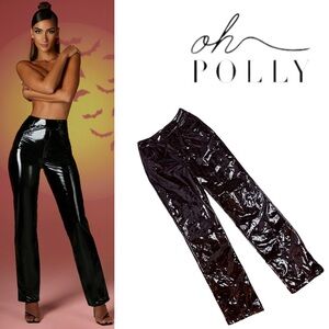 Oh Polly faux leather shiney long pants leather look size 6 unique punk